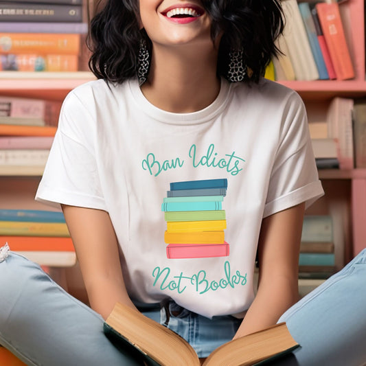 Ban Idiots Not Books Unisex Jersey Short Sleeve Tee